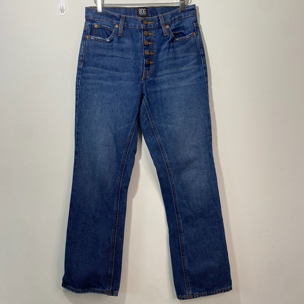 Urban Outfitters BDG Vintage Boot Cut Button Fly Blue Denim Jeans Womens 26